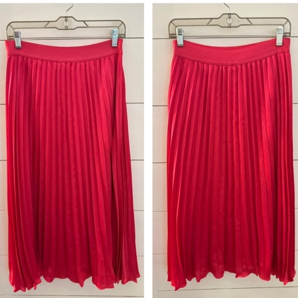 LUCY PARIS L pleated Pink smooth midi polyester woman quiet luxury trendy skirt - Picture 2 of 10